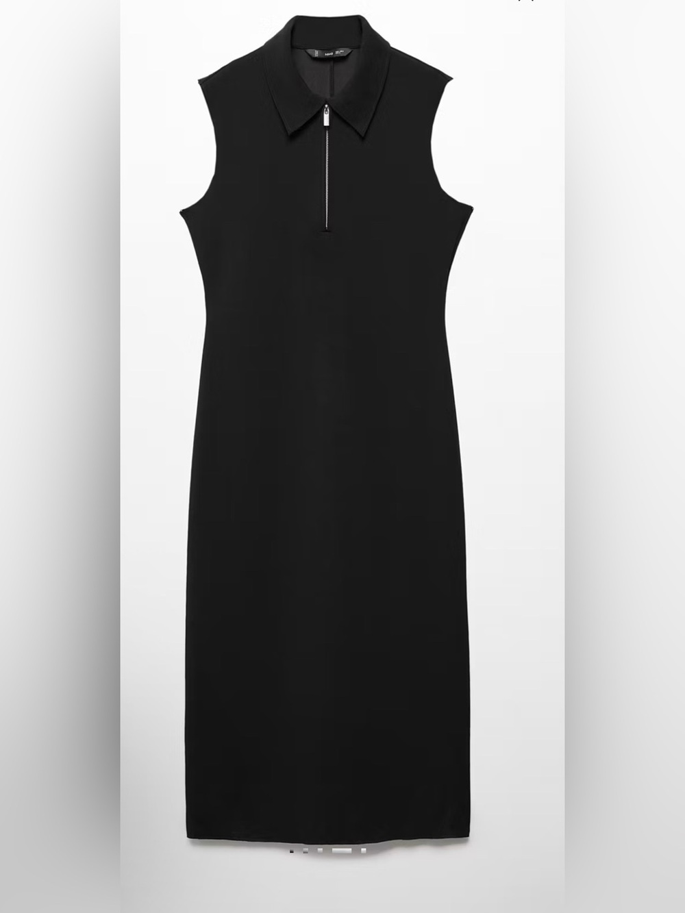 Mango Black Sleeveless Polo Zip Midi Dress